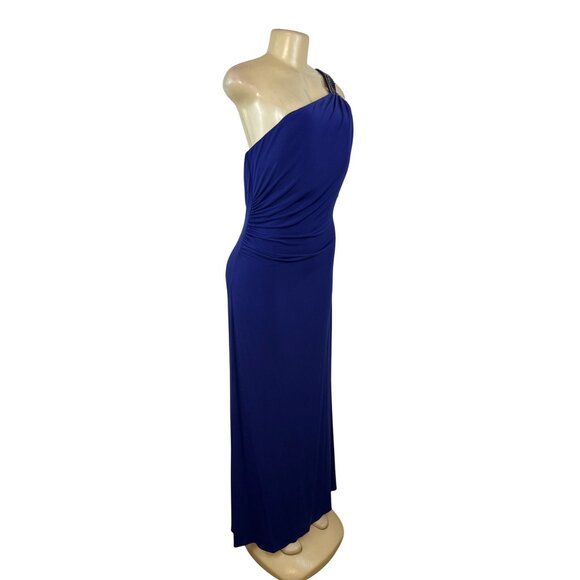 Laundry Women’s Royal Blue Gown With Beaded Asymmetrical Torso Size 10 - New - Picture 2 of 11